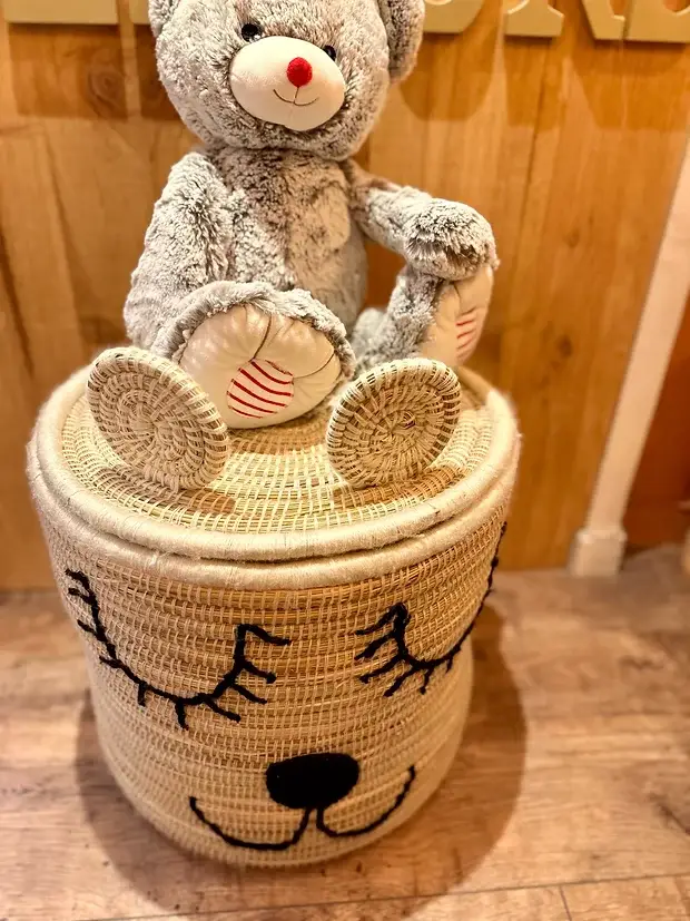 Bear Basket – Handwoven Moroccan Storage with Adorable Bear Ears