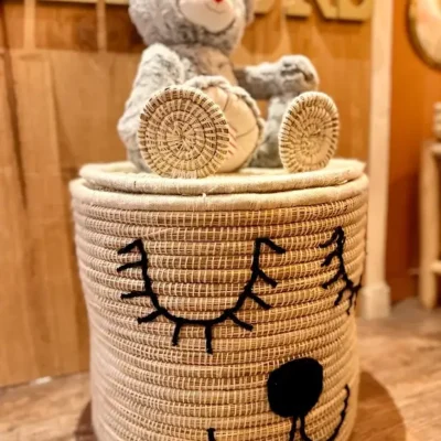 Bear Basket – Handwoven Moroccan Storage with Adorable Bear Ears