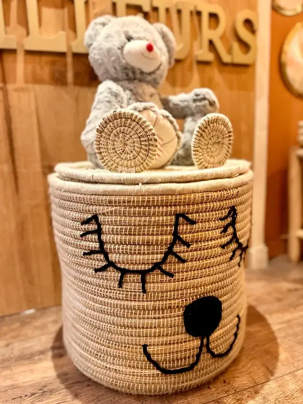 Bear Basket – Handwoven Moroccan Storage with Adorable Bear Ears