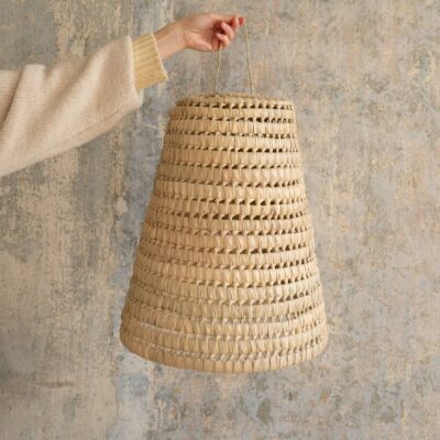 Handwoven Palm Leaf Pendant Light – Moroccan Boho Ceiling Lamp