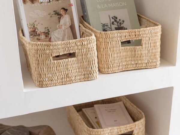 Handwoven Reed Storage Box with Handles – 3 Sizes | Moroccan Organizer