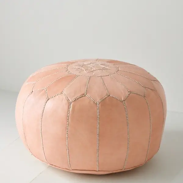 Handmade Moroccan Leather Pouf – Authentic Ottoman Footstool | Boho Home Decor