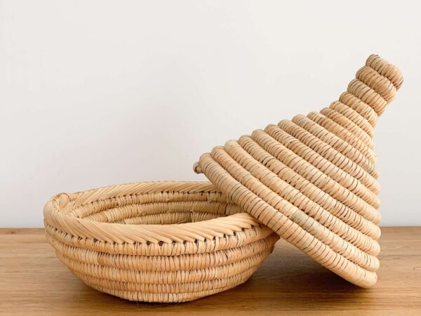 Wicker Tagine Basket – Handwoven Moroccan Decorative Cover (25x21 cm)