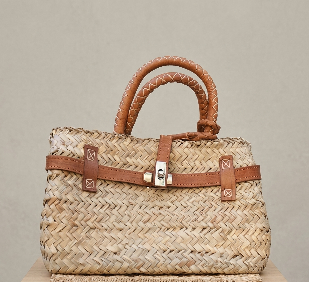 Handmade Moroccan Straw Basket Bag – Doum Birkin Tote