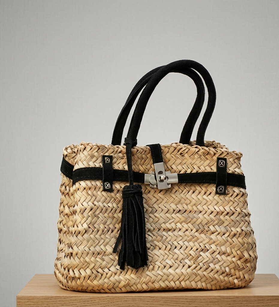 Handmade Moroccan Straw Basket Bag – Doum Birkin Tote
